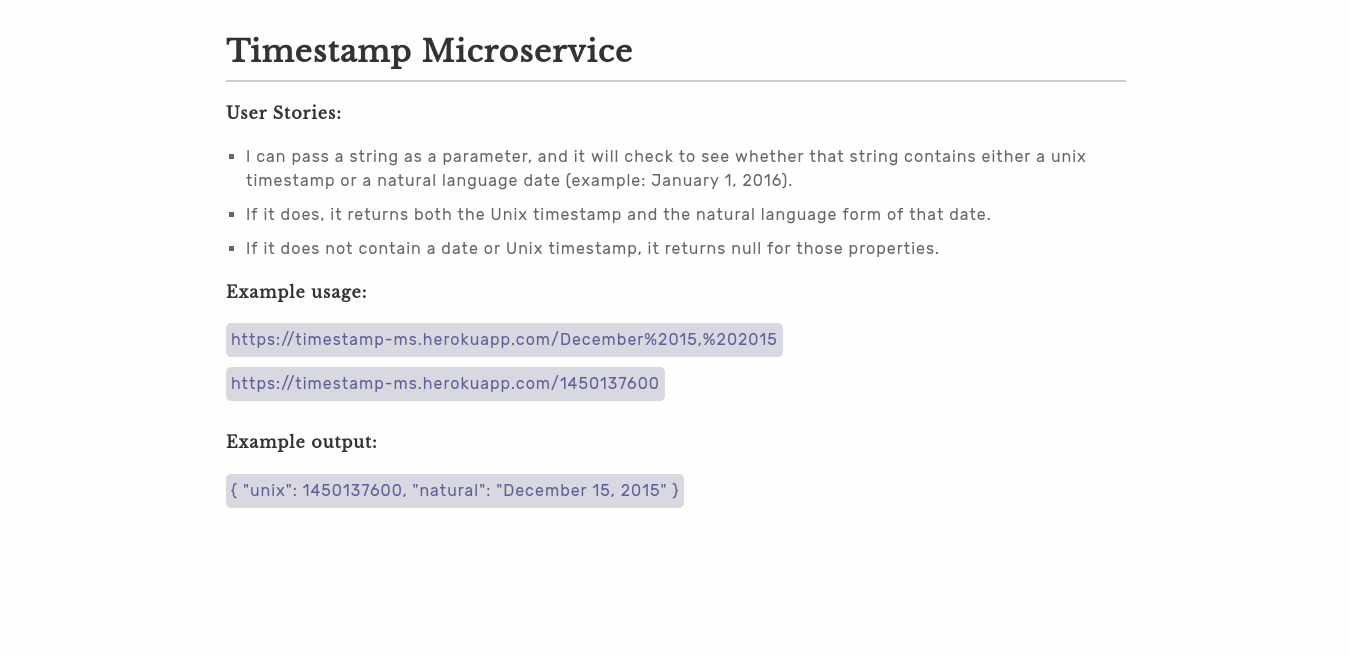 Timestamp Microservice