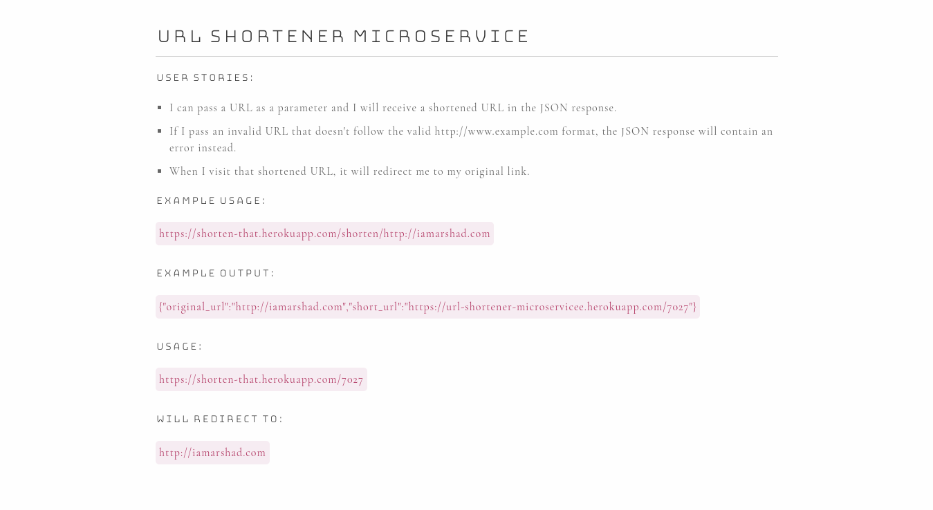 URL Shortener Microservice